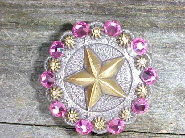 Star Flower Berry Concho with pink crystals