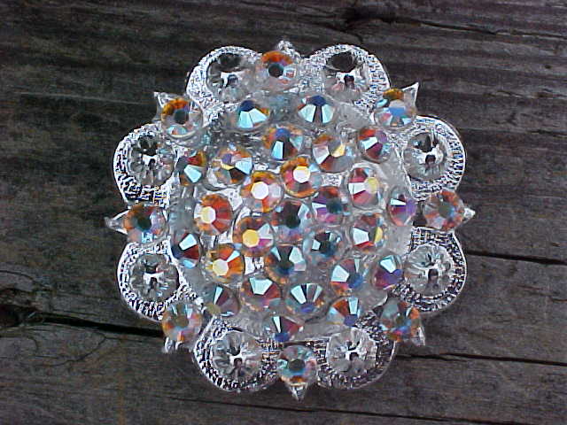 Aurora Borealis Crystal Silver Berry Concho