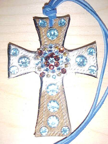 Blue and Smoke Topaz Crystal Concho Saddle Cross