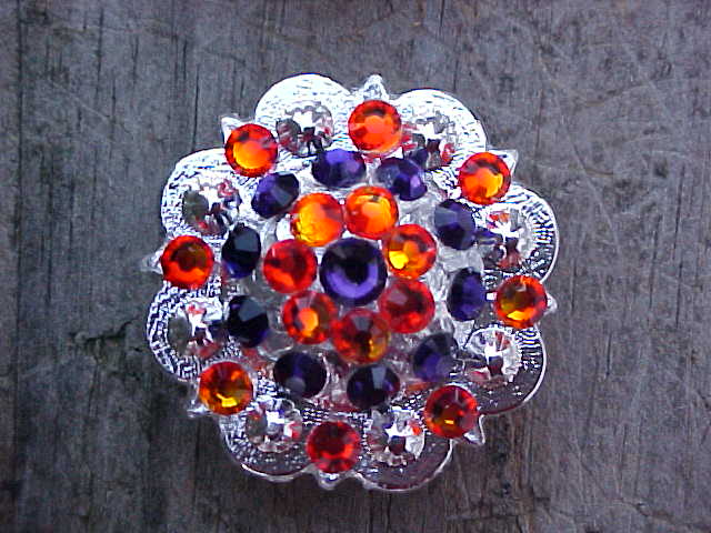 Silver Berry Concho with Fire Opal and Purple Velvet Crystals