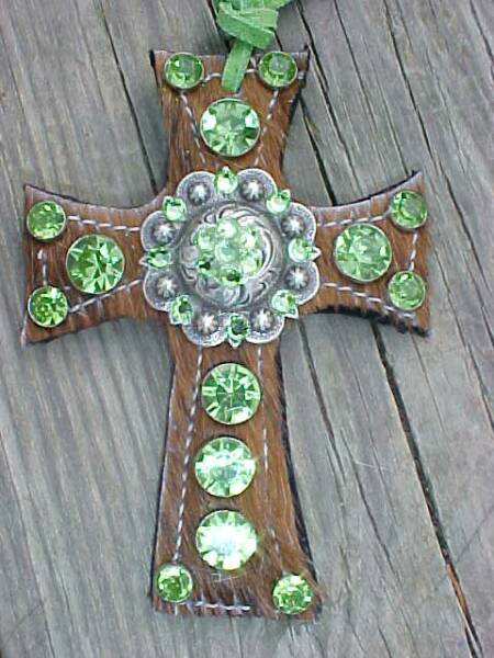 Lime Green Crystal Cioncho Saddle Cross