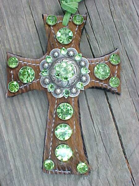 Lime Green Crystal Cioncho Saddle Cross