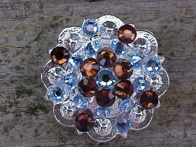 Silver Berry Concho with Light Blue and Smoke Topaz Swarovski Crystals